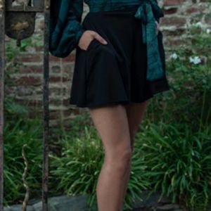 La Femme En Noir Black Widow Tap Shorts in Solid Black, XS